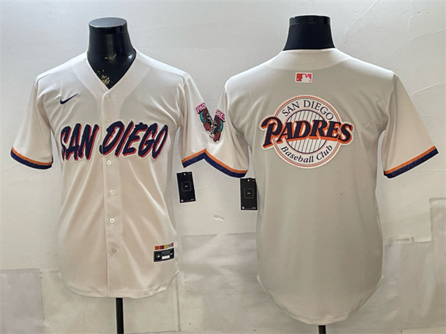 Men's San Diego Padres Team Big Logo Cream 2026 City Connect Stadium Stitched Baseball Jersey Men's San Diego Padres Team Big Logo Cream 2026 City Connect Stadium Stitched Baseball Jersey